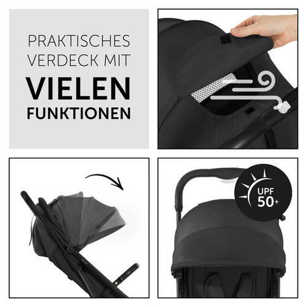 BUGGY Travel N Care  - Schwarz, Basics, Metall (86/50/104cm) - Hauck