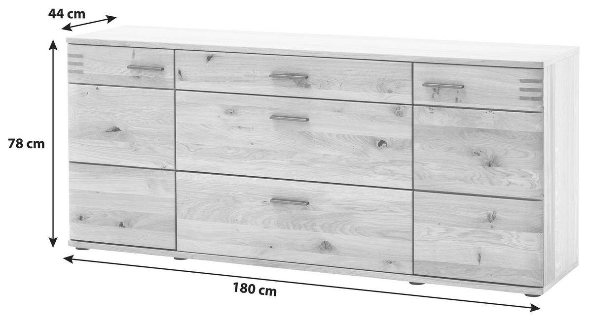 SIDEBOARD 180/78/44 cm  - ek Bianco/svart, Design, metall/trämaterial (180/78/44cm) - Livetastic