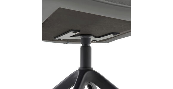 ARMLEHNSTUHL in Aluminium, Eisen Echtleder pigmentiert - Schwarz/Grau, Design, Leder/Metall (65/92/67,5cm) - Novel