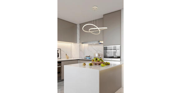 LED-HÄNGELEUCHTE - Sandfarben/Chromfarben, Design, Kunststoff/Metall (55cm) - Novel