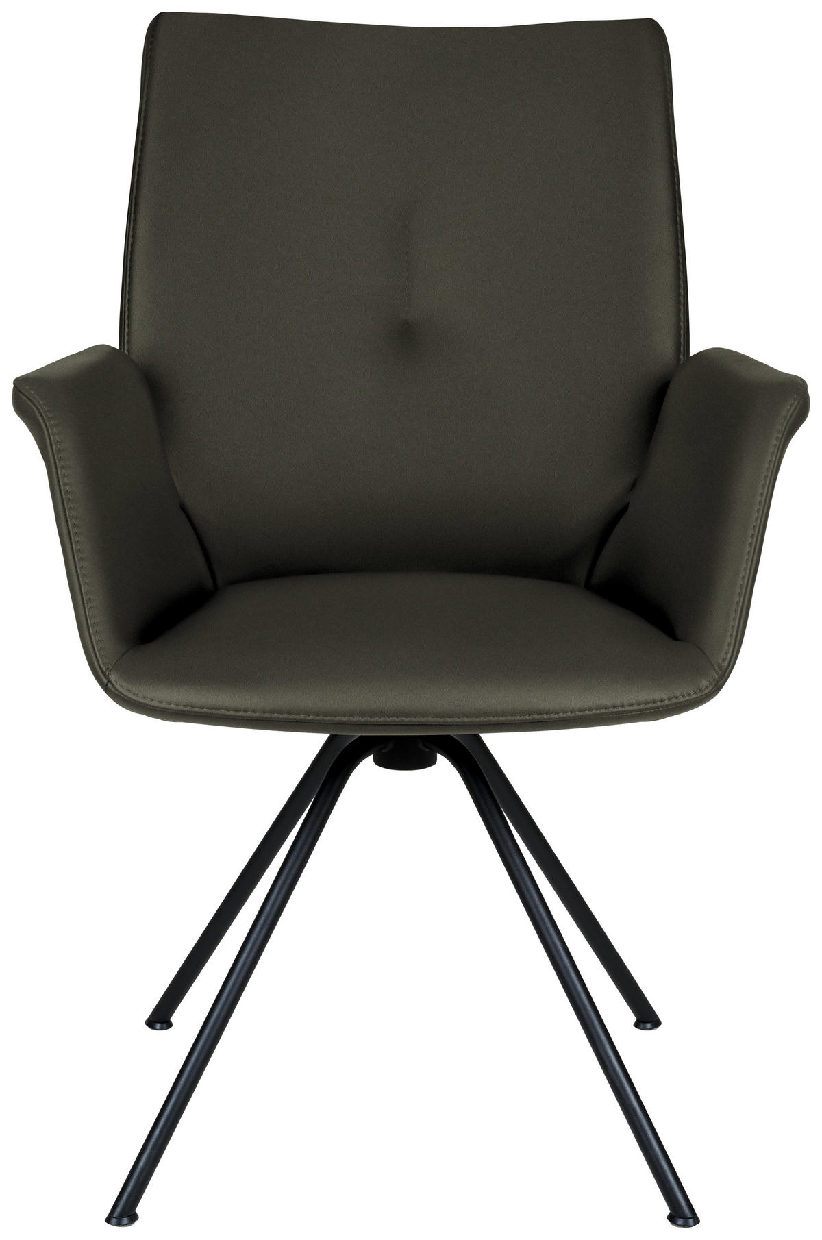 ARMLEHNSTUHL  in Stahl Echtleder pigmentiert  - Dunkelgrün/Schwarz, Design, Leder/Metall (65/91/63cm) - Dieter Knoll