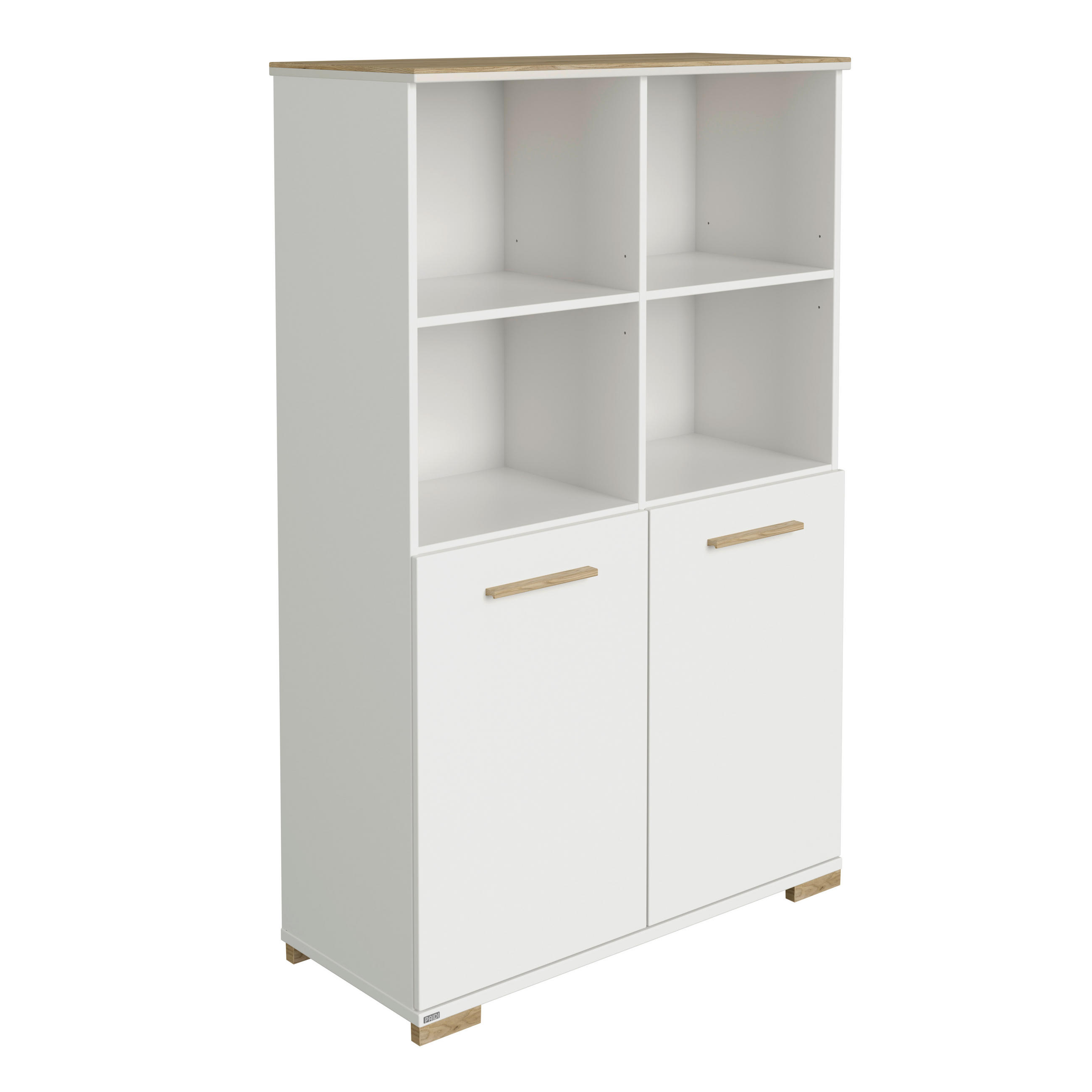 REGAL ZA DOJENČKE bela, barve hrasta  - barve hrasta/bela, Basics, umetna masa/leseni material (94,80/150,50/39,60cm) - Paidi