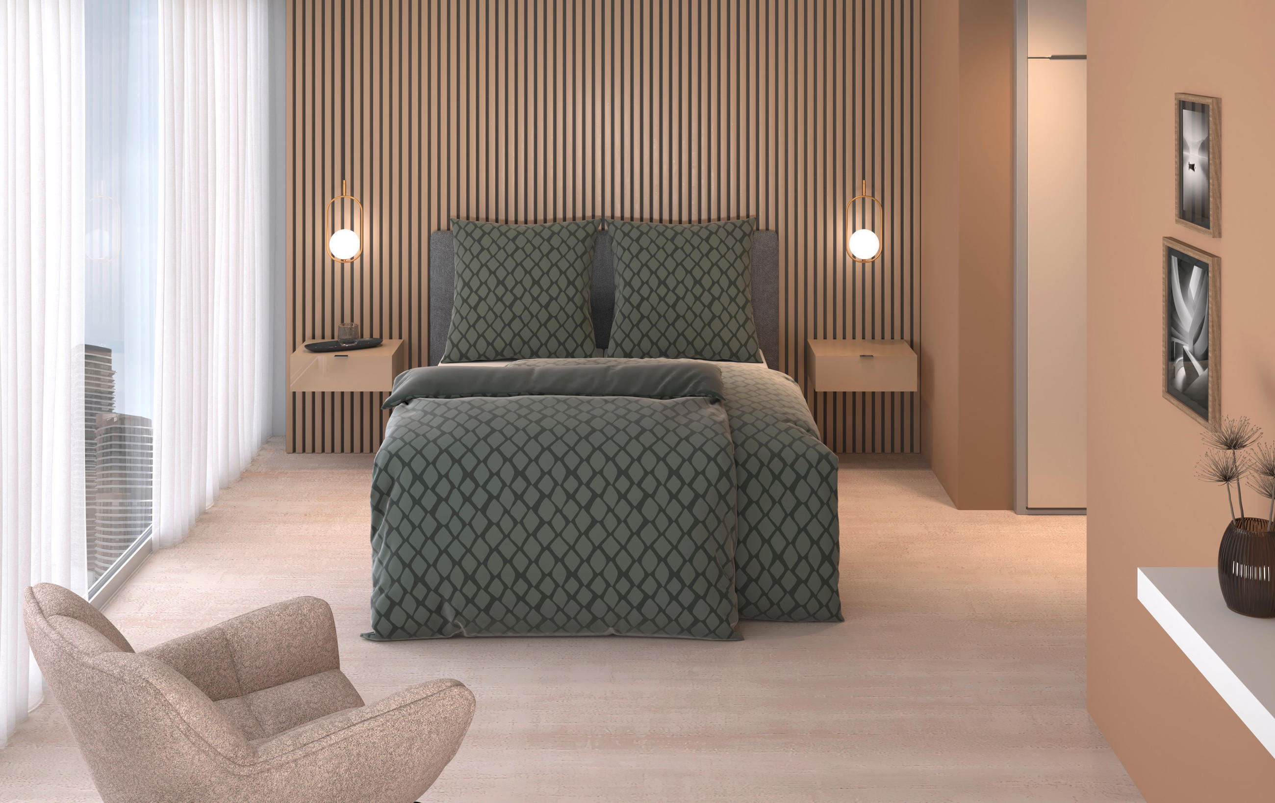 WENDEBETTWÄSCHE STRIPES DK Satin 135/200 cm  - Grün, Design, Textil (135/200cm) - Dieter Knoll