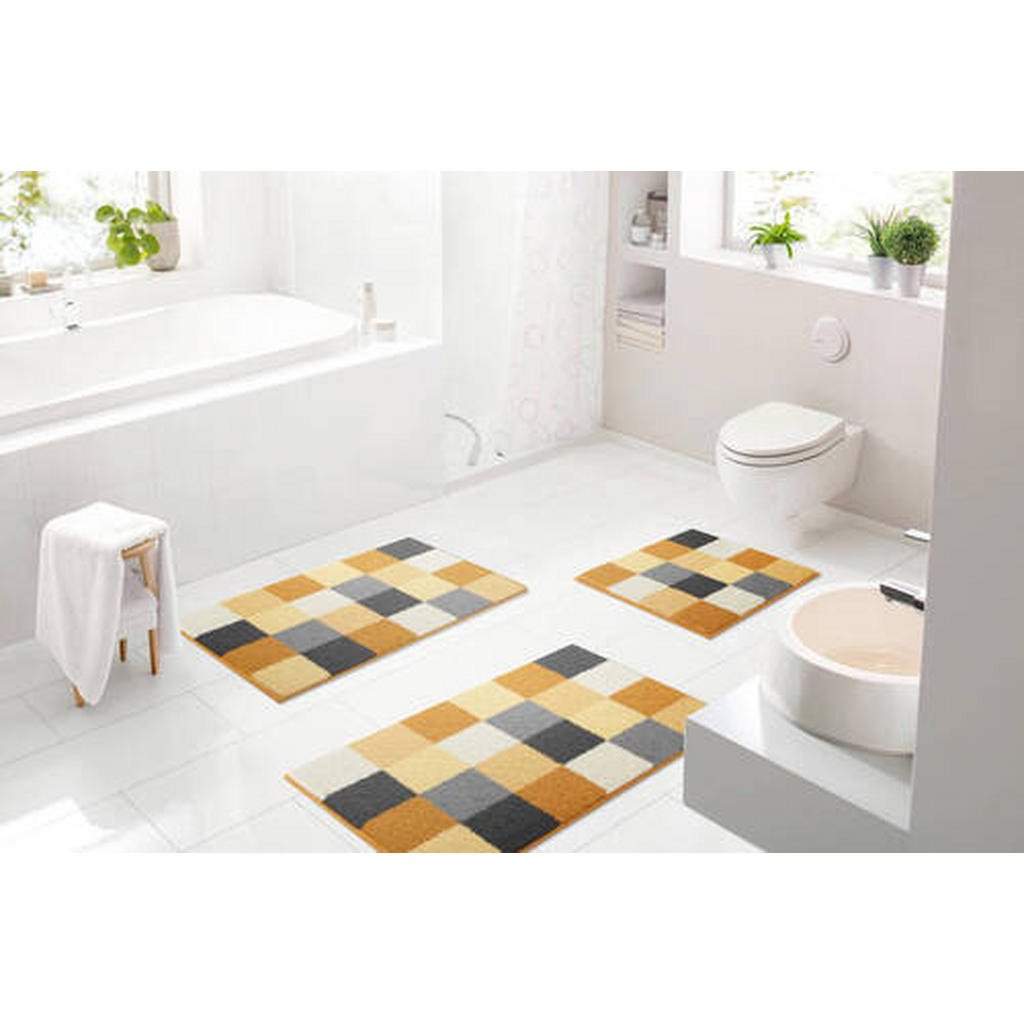 Thumbnail - Xxxl Bidet-Vorleger Bona, Gelb, Schwarz, Weiß, Textil, Karo, rechteckig, 50x60 cm, Oeko-Tex® Standard 100, Made in Europ...
