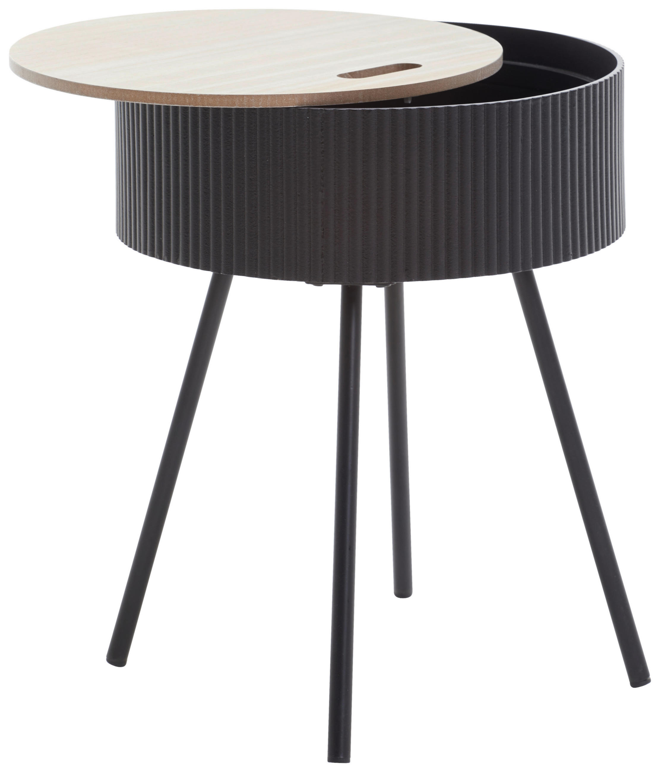BEISTELLTISCH 38/38/45 cm Naturfarben, Schwarz rund  - Schwarz/Naturfarben, LIFESTYLE, Holzwerkstoff/Metall (38/38/45cm) - Xora