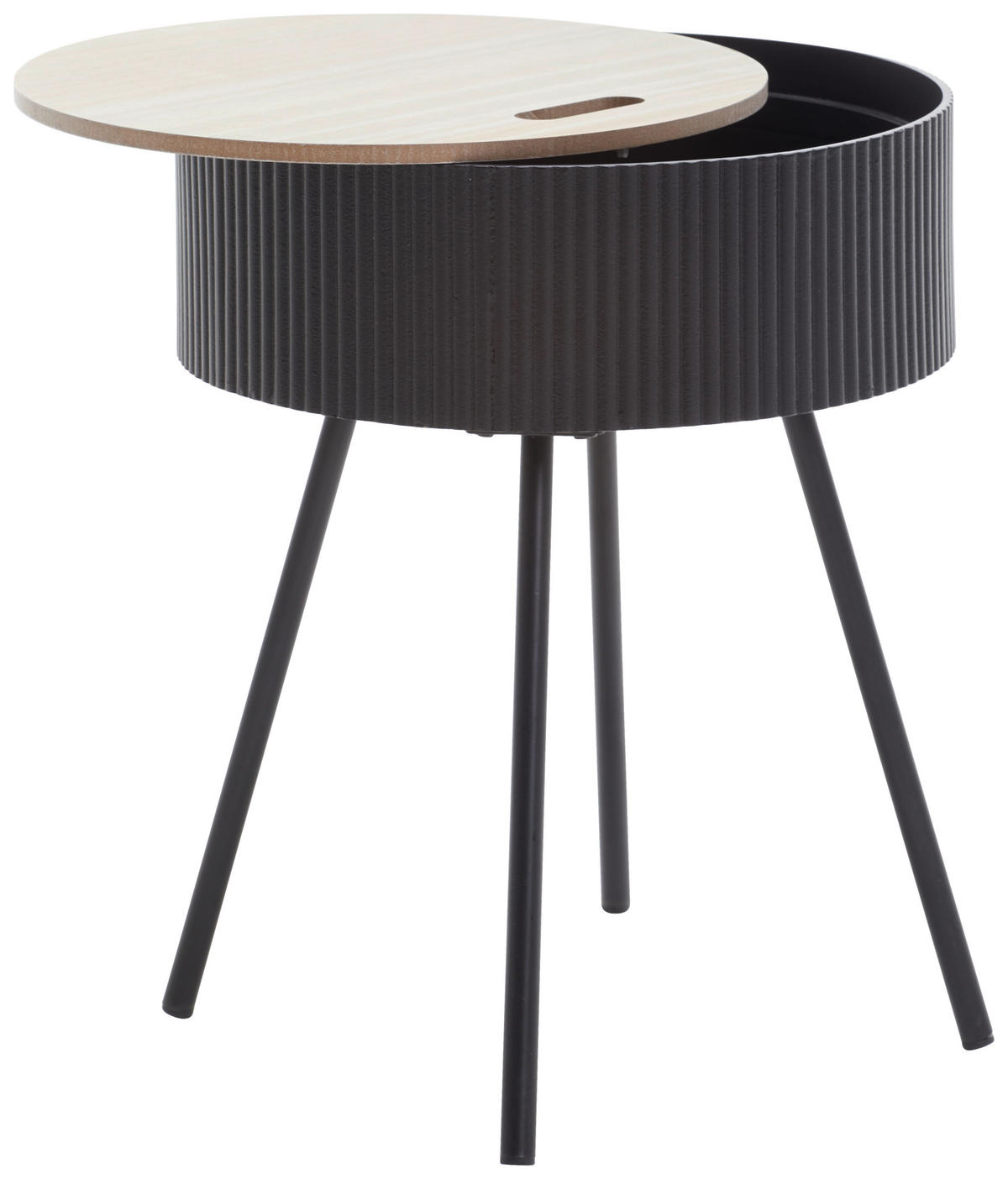 BEISTELLTISCH 38/38/45 cm Naturfarben, Schwarz rund  - Schwarz/Naturfarben, LIFESTYLE, Holzwerkstoff/Metall (38/38/45cm) - Xora