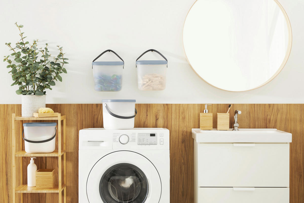 WASCHMITTELBEHÄLTER ALBULA  - Pastellblau, Basics, Kunststoff (20/20,8/23,5cm) - Rotho