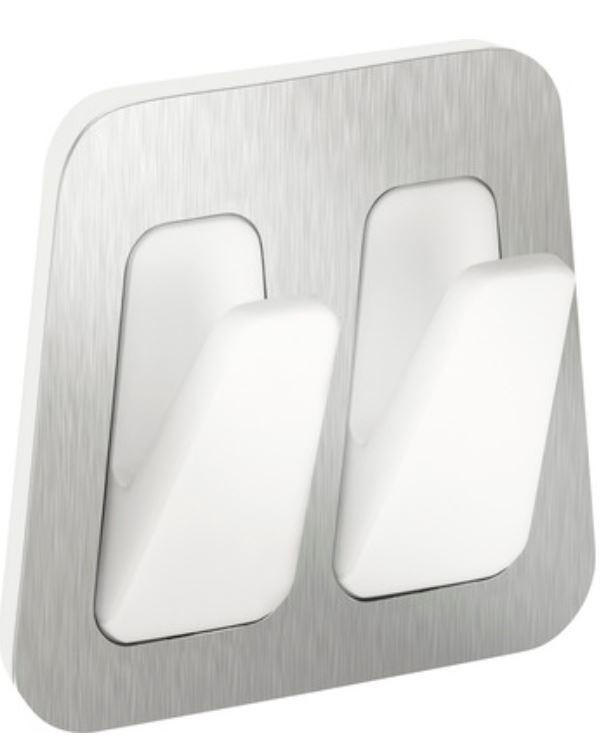 KLEBEHAKEN  in Weiß, Edelstahlfarben  - Edelstahlfarben/Weiß, Basics, Kunststoff/Metall (6,2/5,9/2,3cm) - Tesa