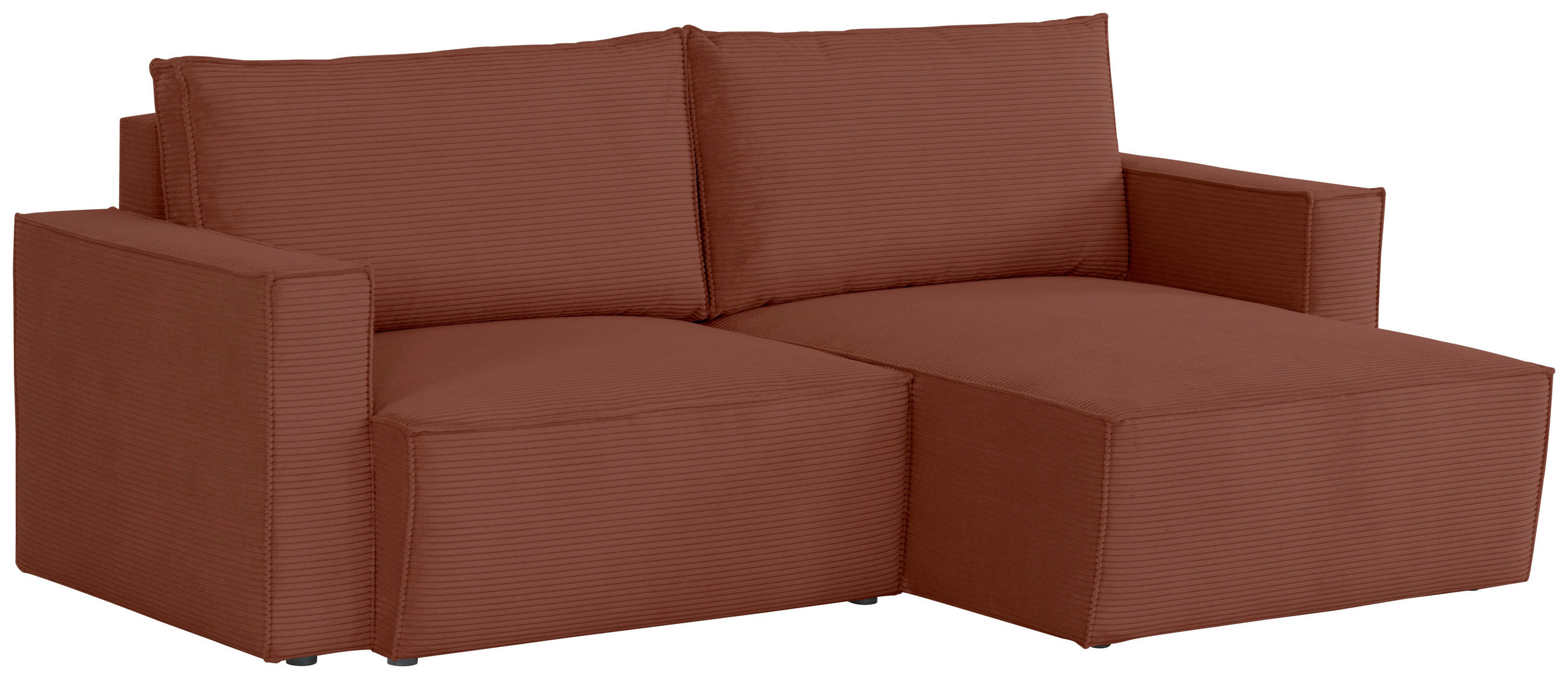 ECKSOFA in Feincord Rostfarben  - Rostfarben/Schwarz, Konventionell, Kunststoff/Textil (242/151cm) - Carryhome