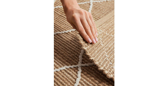 LÄUFER 80/200 cm Kunu Weiß, Sandfarben - Sandfarben/Weiß, Basics, Textil (80/200cm) - Novel