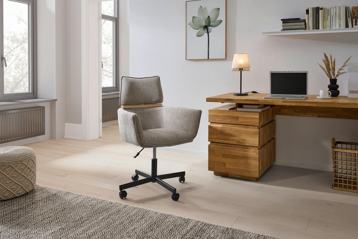 CHEFSESSEL Webstoff Dunkelgrau  - Dunkelgrau/Schwarz, MODERN, Holz/Kunststoff (62/86/56cm) - MID.YOU