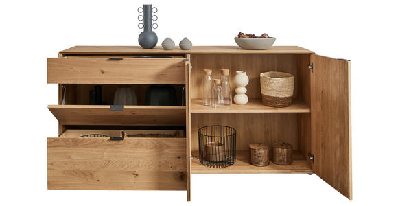 SIDEBOARD Wildeiche  181,9/87,9/45,2 cm  - Wildeiche/Schwarz, Natur, Holz/Metall (181,9/87,9/45,2cm) - Valnatura