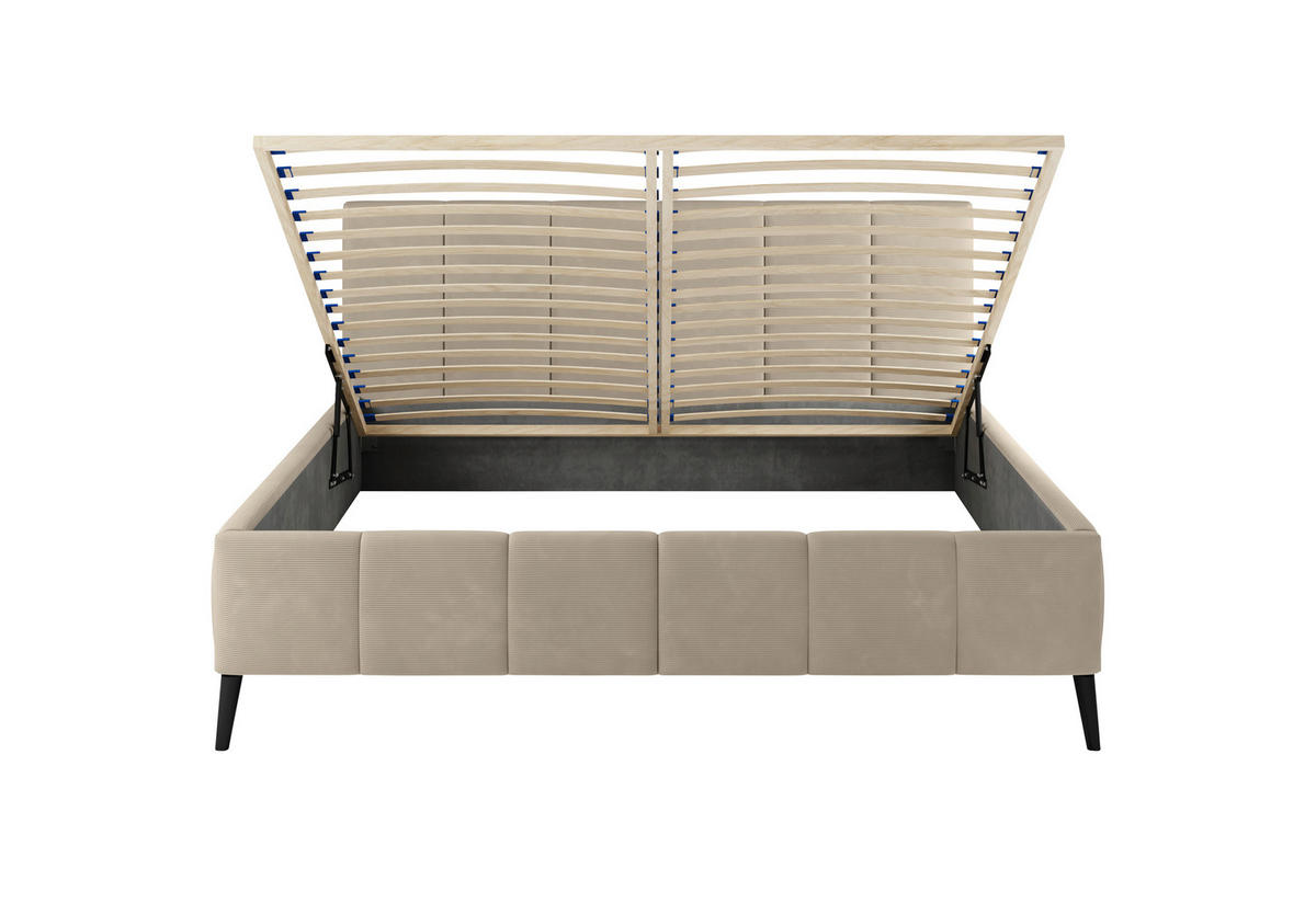 POLSTERBETT 160/200 cm  in Beige  - Beige/Schwarz, Trend, Holz/Textil (160/200cm) - home24