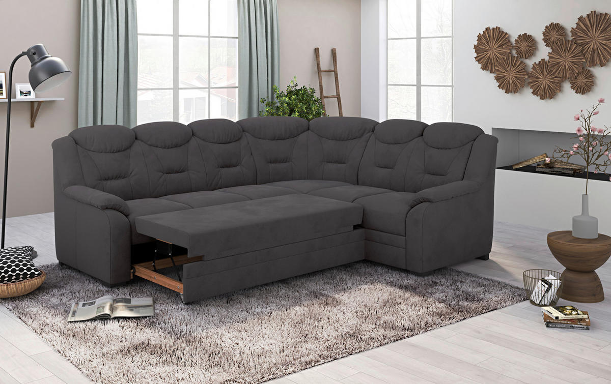 ECKSOFA in Mikrofaser Anthrazit  263/211 cm  - Anthrazit/Schwarz, Basics, Kunststoff/Textil (263/211cm) - MID.YOU