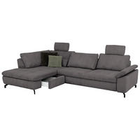 ECKSOFA in Cord, Velours Anthrazit  - Anthrazit/Schwarz, Design, Textil/Metall (197/291cm) - Beldomo Style