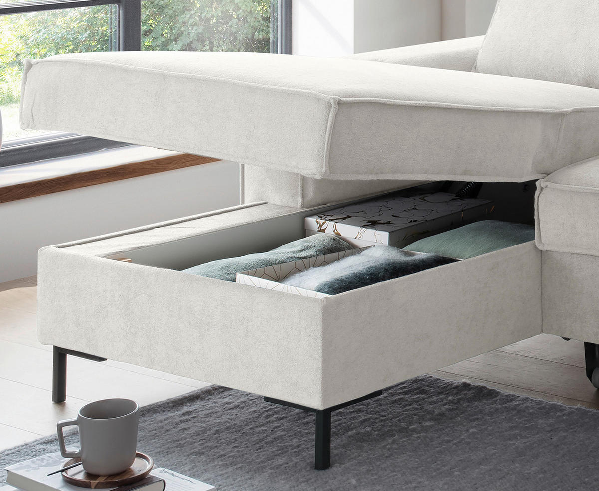 SJEDEĆA GARNITURA tekstil  bež   - bež/crna, Moderno, tekstil/metal (150/309/198cm) - MID.YOU