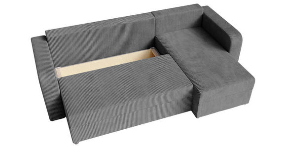 ECKSOFA  in Cord Dunkelgrau  - Dunkelgrau/Schwarz, KONVENTIONELL, Kunststoff/Textil (238/144cm) - Carryhome