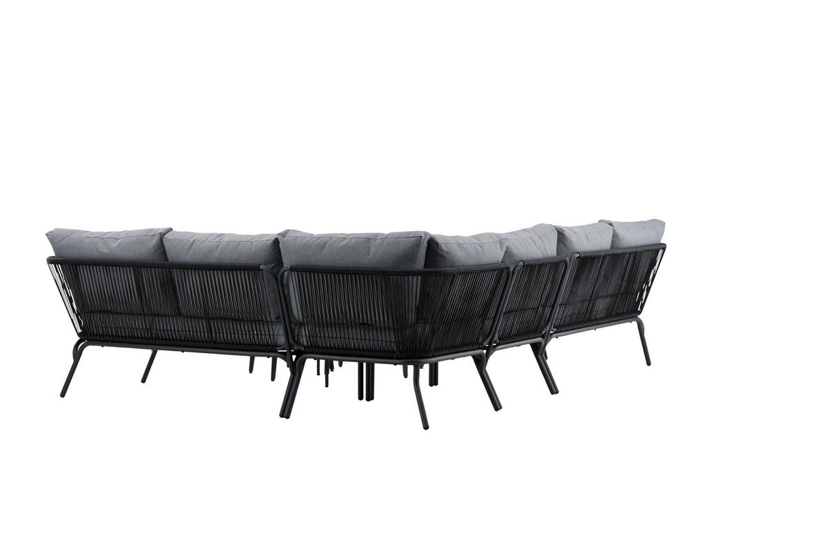 DINING-LOUNGESET Aluminium  - Schwarz/Grau, KONVENTIONELL, Textil/Metall - Gardenson