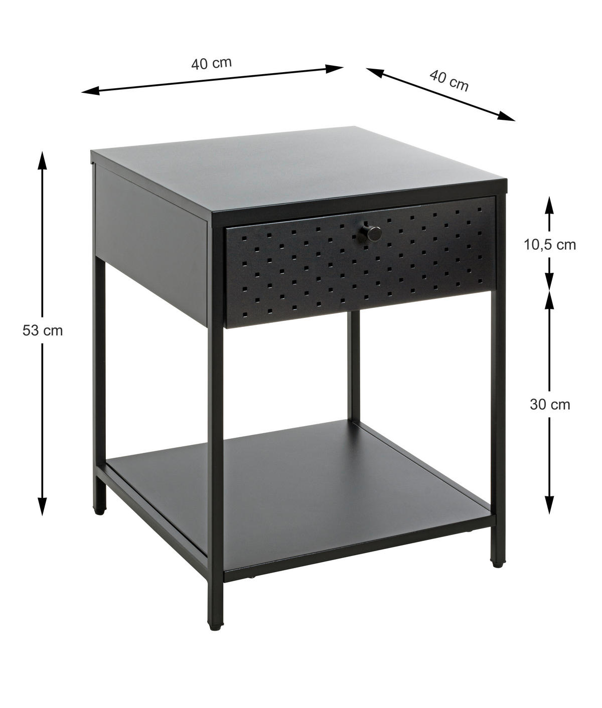 NOČNÍ STOLEK, černá, 40/53/40 cm - černá, Design, kov (40/53/40cm)