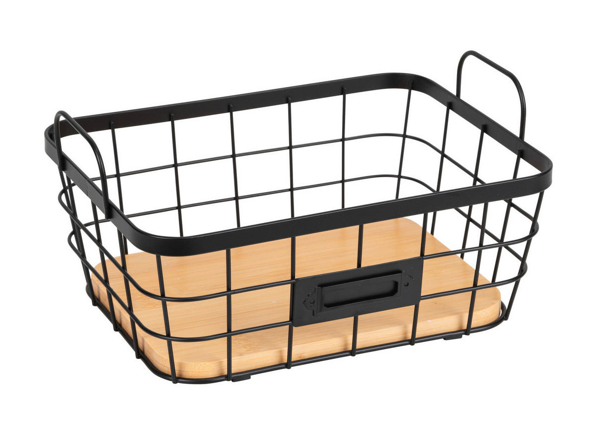 KORB  - Schwarz/Naturfarben, Basics, Naturmaterialien/Metall (24/12/18cm) - Wenko