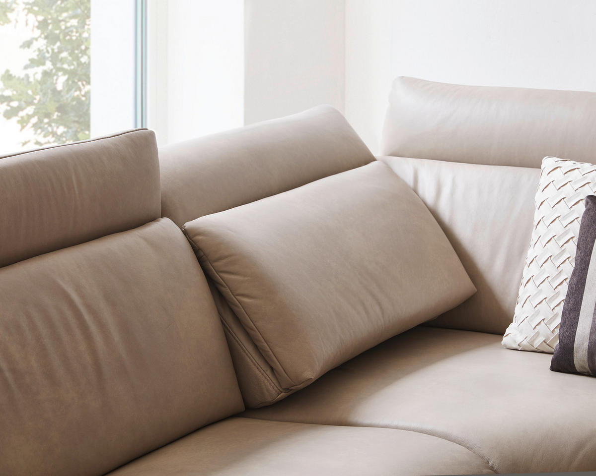 ECKSOFA in Echtleder Creme  - Creme, Design, Leder/Metall (294/242cm) - Himolla Komfortklass