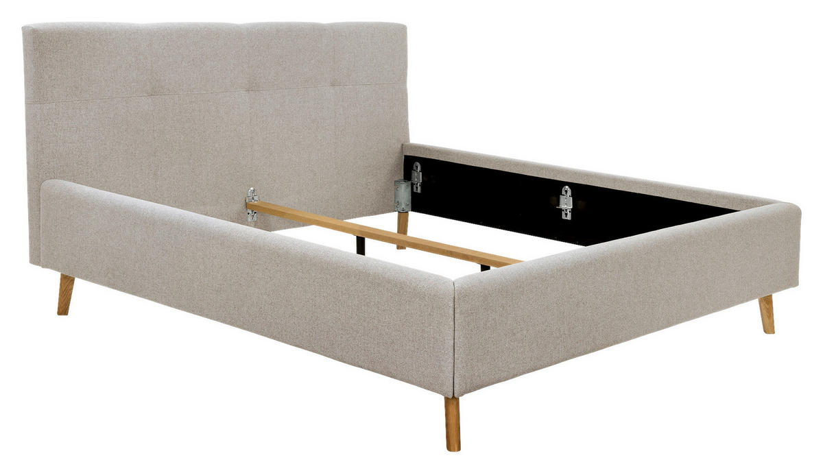 POLSTERBETT 200/200 cm,  in Beige,  - Eichefarben/Beige, MODERN, Holz/Textil (200/200cm) - MID.YOU