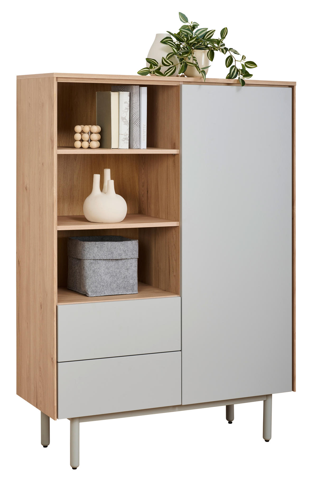 HIGHBOARD Grau, Eichefarben  105/147/40 cm  - Eichefarben/Grau, Design, Holzwerkstoff (105/147/40cm) - home24