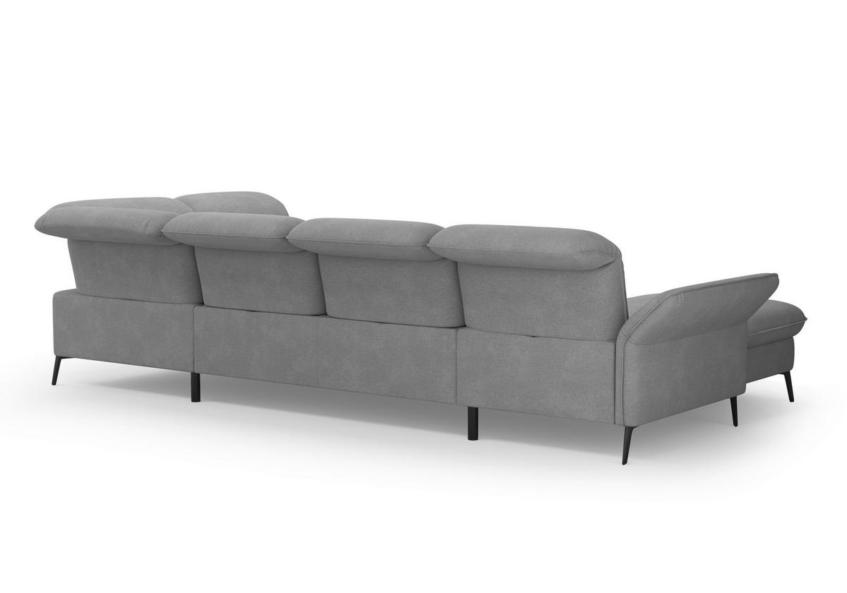 WOHNLANDSCHAFT in Flachgewebe Grau  - Schwarz/Grau, Konventionell, Textil/Metall (198/359/231cm) - Sit & More
