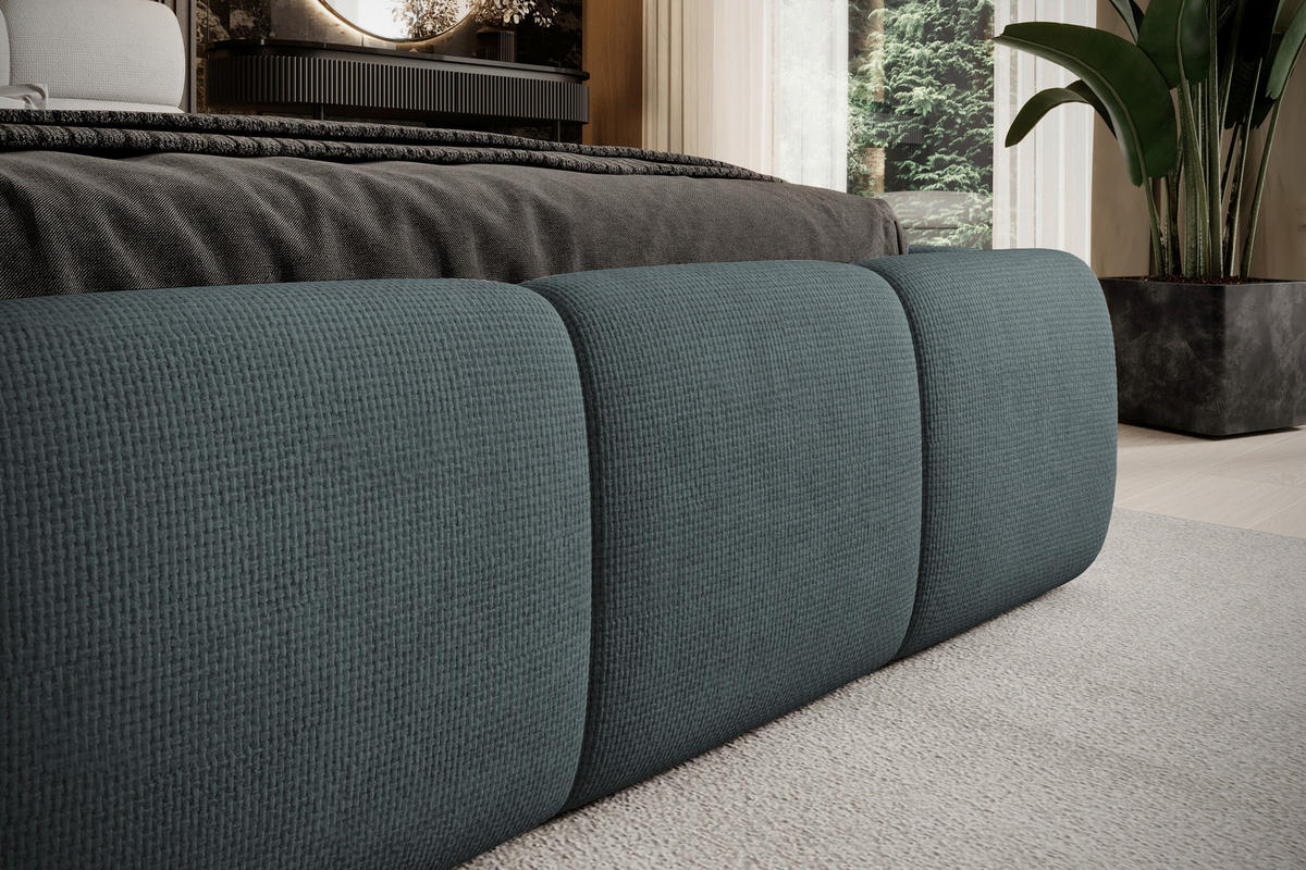 TAPACIRANI KREVET 140/200 cm     petrolej plava, sivo-plava  - sivo-plava/crna, Dizajnerski, tekstil/plastika (140/200cm) - Esposa