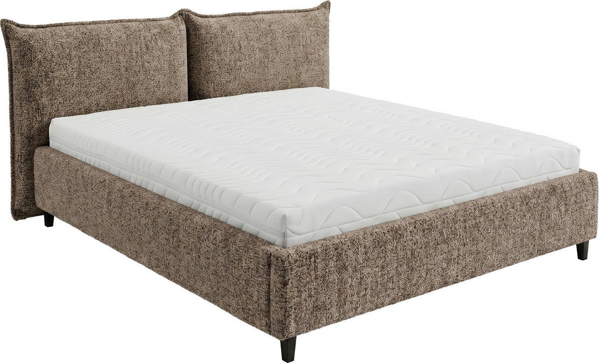 POLSTERBETT 180/200 cm,  in Taupe, gepolstertes Kopfteil, Lattenrost, Bettkasten,  - Taupe/Schwarz, MODERN, Holz/Textil (180/200cm) - Livetastic