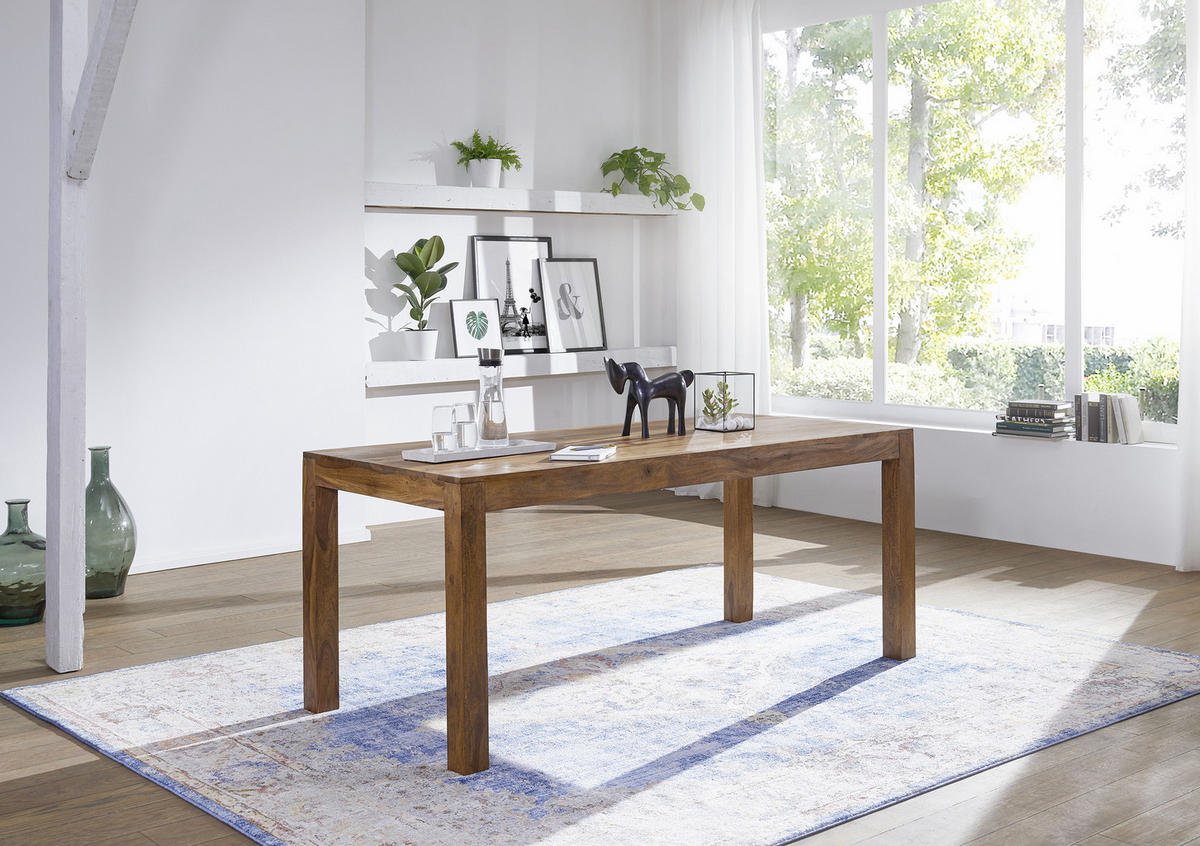 JEDILNA MIZA, masivno indijski rožni les barve indijskega rožnega lesa  - barve indijskega rožnega lesa, Moderno, les (120/76/60cm) - MID.YOU