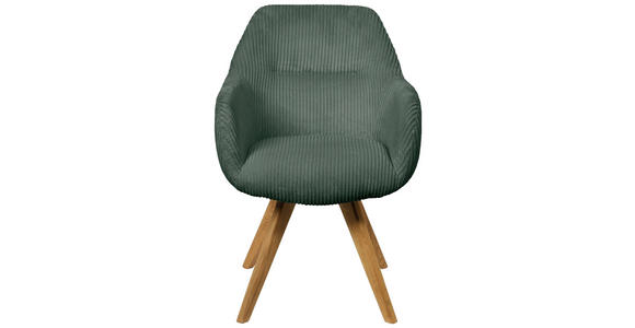 ARMLEHNSTUHL in Cord - Eichefarben/Grün, KONVENTIONELL, Holz/Textil (61/64/58cm) - Linea Natura