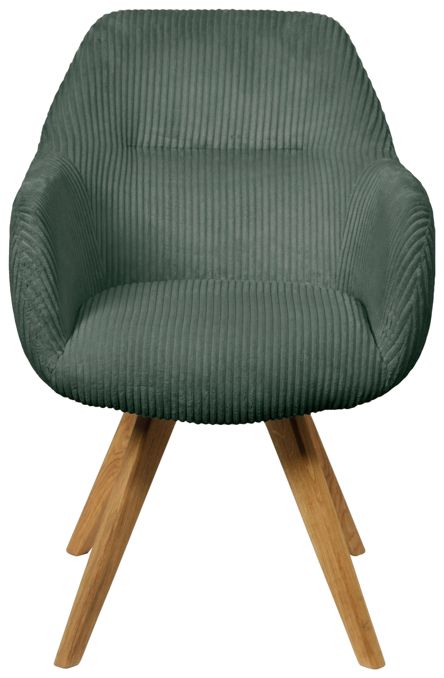 ARMLEHNSTUHL  in Cord  - Eichefarben/Grün, KONVENTIONELL, Holz/Textil (61/64/58cm) - Linea Natura