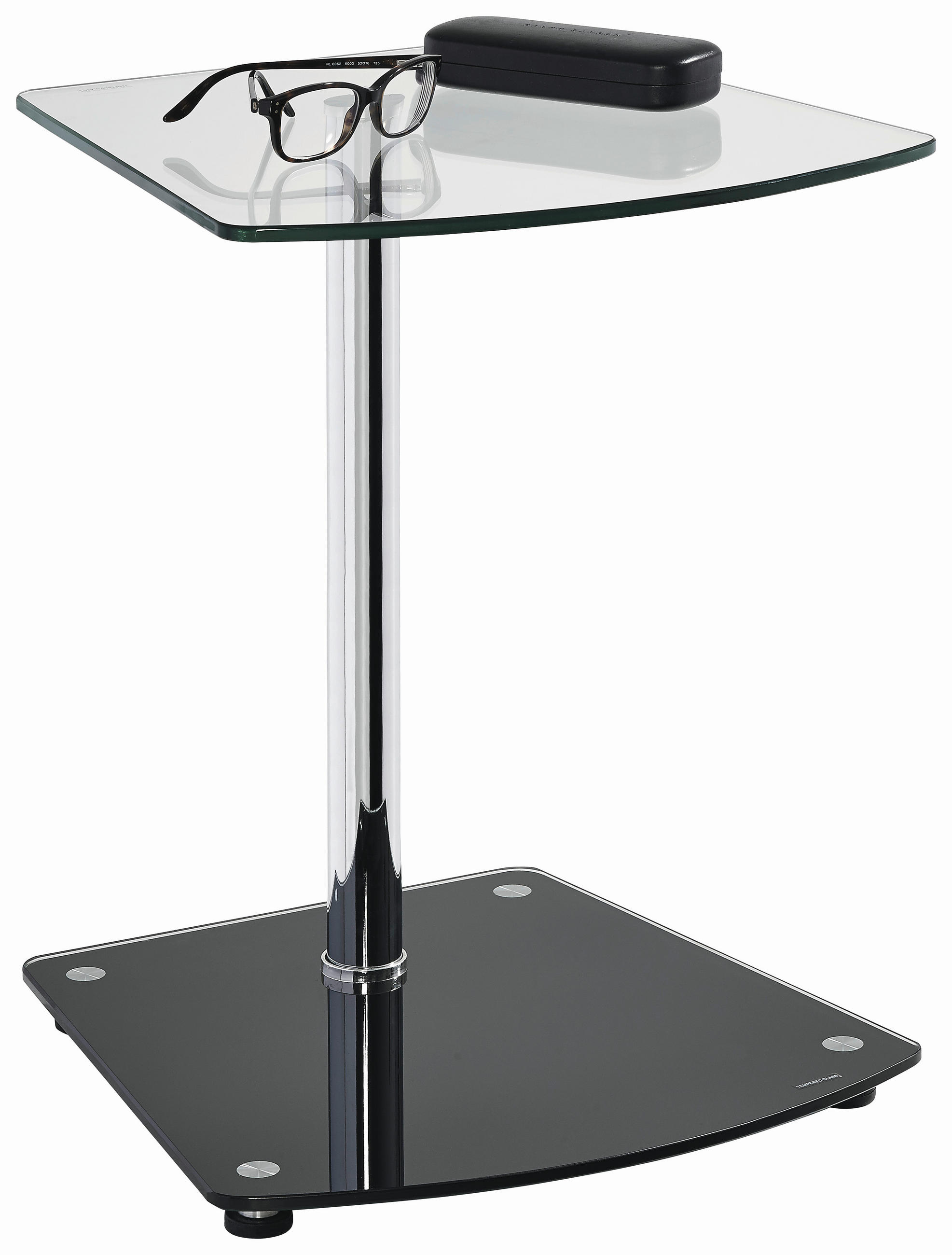 BEISTELLTISCH 38/38/50 cm Schwarz, Chromfarben Freiform  - Chromfarben/Schwarz, Design, Glas/Metall (38/38/50cm) - Xora