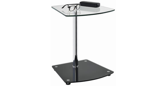 BEISTELLTISCH 38/38/50 cm Schwarz, Chromfarben Freiform  - Chromfarben/Schwarz, Design, Glas/Metall (38/38/50cm) - Xora