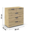 KOMMODE  in 80/81/42 cm  - Dunkelgrau/Eiche Artisan, Design, Holzwerkstoff/Metall (80/81/42cm) - Carryhome