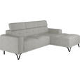 ECKSOFA Greige Chenille  - Greige/Schwarz, KONVENTIONELL, Textil/Metall (264/178cm) - Hom`in