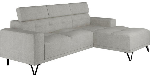 ECKSOFA Greige Chenille - Greige/Schwarz, KONVENTIONELL, Textil/Metall (264/178cm) - Hom`in