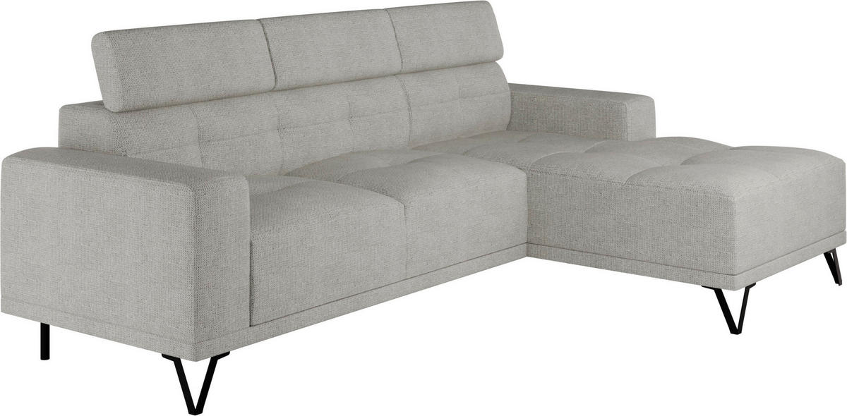 ECKSOFA Greige Chenille  - Greige/Schwarz, KONVENTIONELL, Textil/Metall (264/178cm) - Hom`in