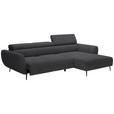 ECKSOFA  in Cord Anthrazit  277/174 cm  - Anthrazit/Schwarz, KONVENTIONELL, Textil/Metall (277/174cm) - Carryhome
