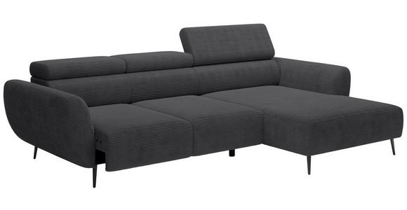 ECKSOFA  in Cord Anthrazit  277/174 cm  - Anthrazit/Schwarz, KONVENTIONELL, Textil/Metall (277/174cm) - Carryhome