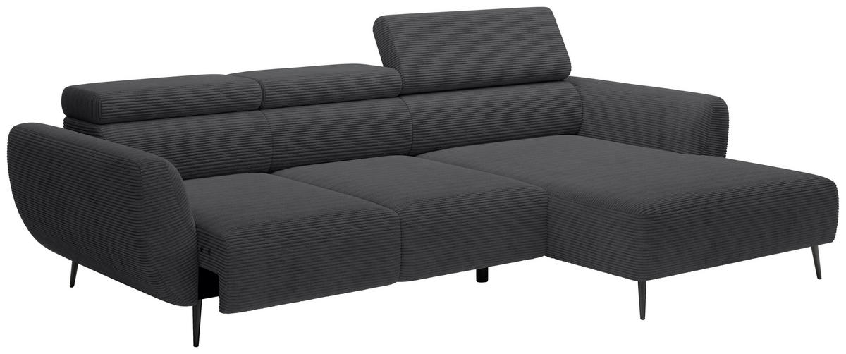 ECKSOFA in Cord Anthrazit  - Anthrazit/Schwarz, Konventionell, Textil/Metall (277/174cm) - Carryhome