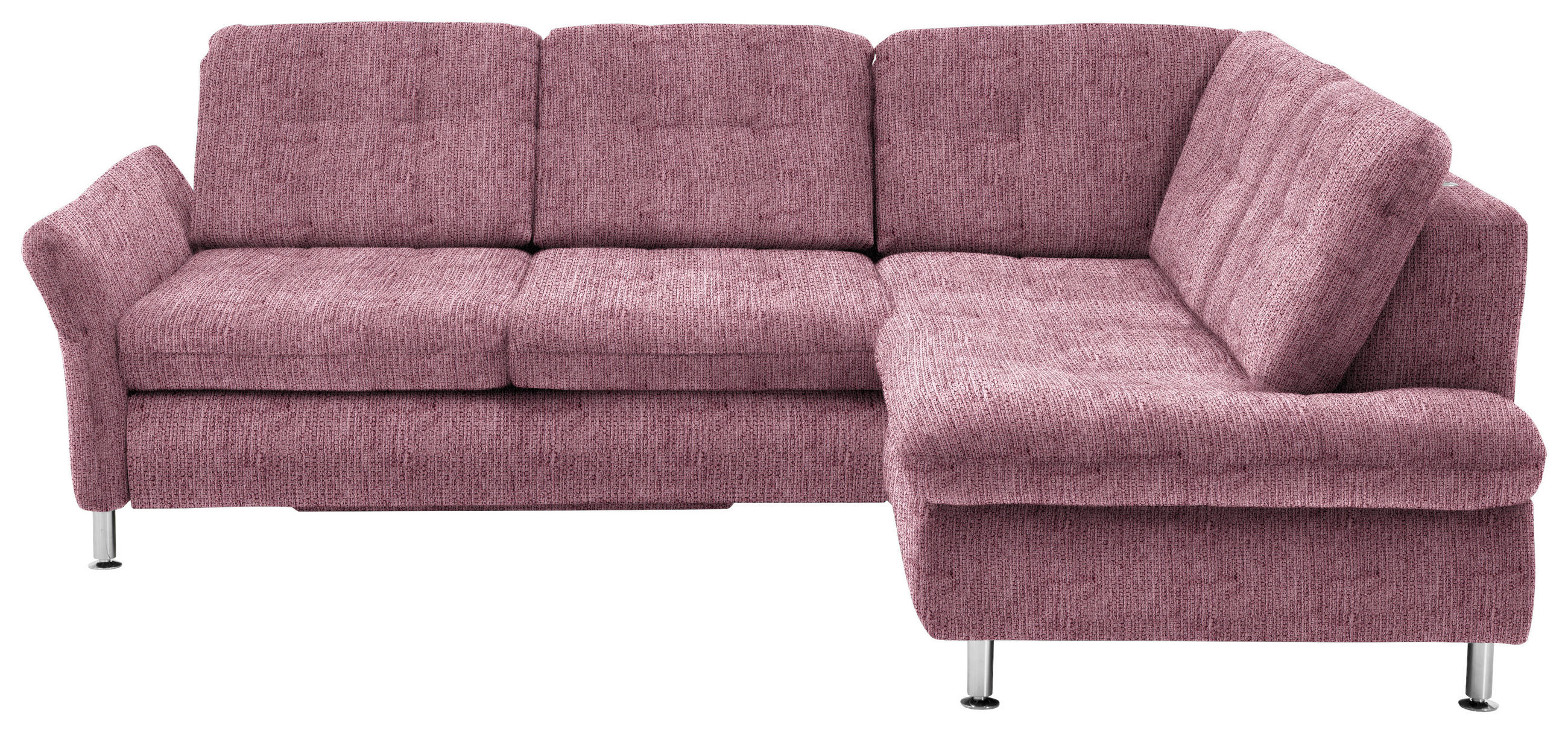 ECKSOFA Rot Webstoff  - Chromfarben/Rot, KONVENTIONELL, Textil/Metall (242/210cm) - Beldomo Style