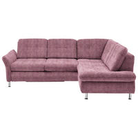 ECKSOFA in Webstoff Rot  - Chromfarben/Rot, Konventionell, Textil/Metall (242/210cm) - Beldomo Style