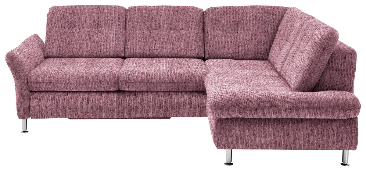 ECKSOFA in Webstoff Rot  - Chromfarben/Rot, Konventionell, Textil/Metall (242/210cm) - Beldomo Style