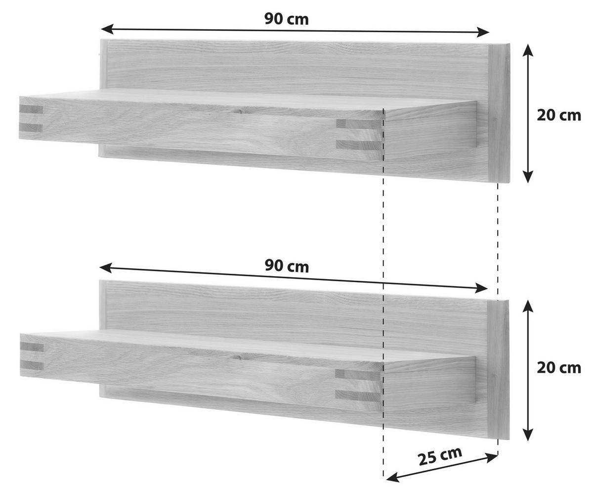 WANDBOARD in 90/20/25 cm Eichefarben  - Eichefarben, Design, Holz/Holzwerkstoff (90/20/25cm) - Livetastic