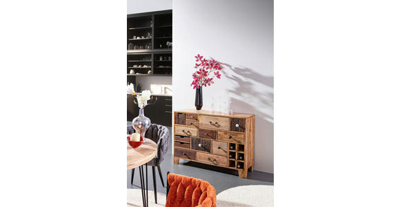 SIDEBOARD in 114/80/39 cm - Dunkelbraun/Messingfarben, Design, Holz/Metall (114/80/39cm) - Landscape