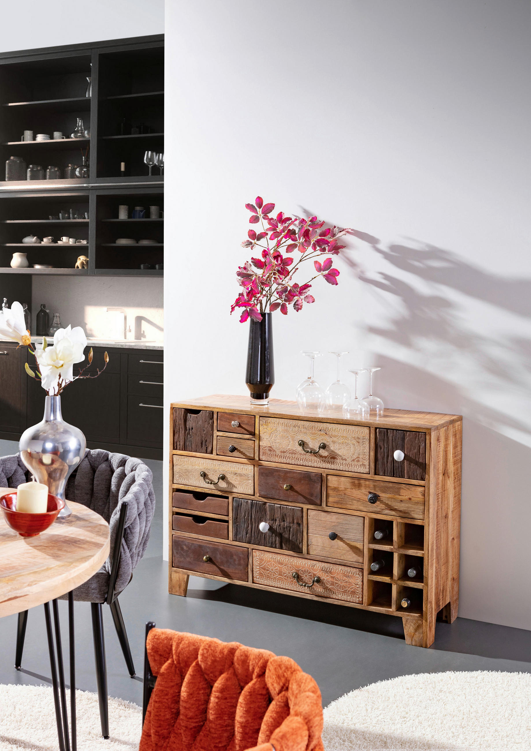 SIDEBOARD  in 114/80/39 cm  - Dunkelbraun/Messingfarben, Design, Holz/Metall (114/80/39cm) - Landscape