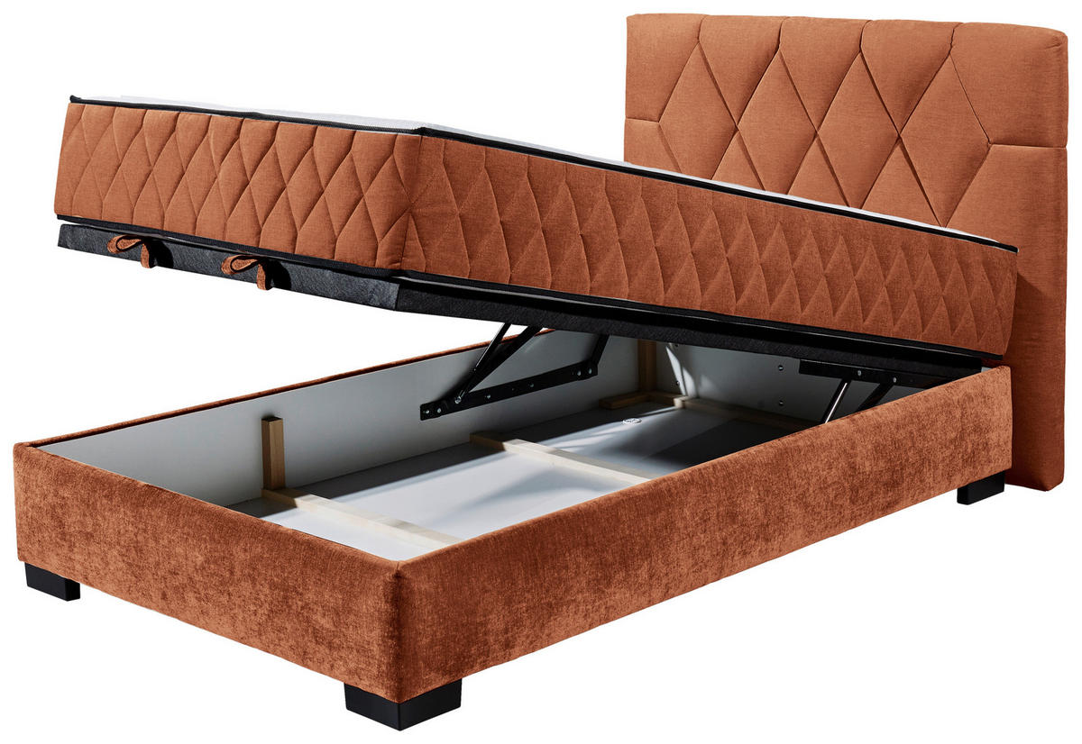 BOXBETT 120/200 cm  in Cognac  - Cognac/Schwarz, Modern, Holzwerkstoff/Kunststoff (120/200cm) - MID.YOU