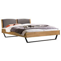 BETT 140/200 cm  in Wildeiche   - Wildeiche/Dunkelgrau, Modern, Holz/Textil (140/200cm) - Hasena